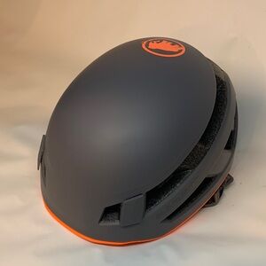 NWT, Mammut Crag Sender, Rock Climbing Gray and Orange Helmet.